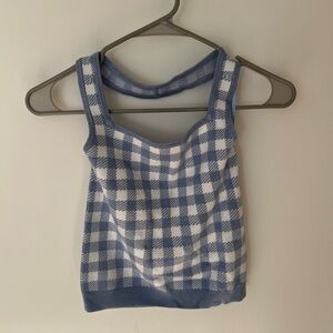 NWOT Abercrombie & Fitch Periwinkle Gingham Halter Crop Top Size M